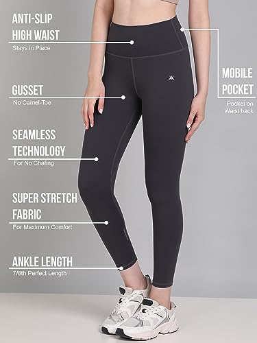 Image of Kobo Active Wear for Women Gym | High Waist | Ankle Length | Squat-Proof | Workout Tights for Women | 4-Way Stretch | Leggings for Gym, Cardio | Yoga Pants (Imported)