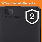 Western Digital 5TB Elements Portable External Hard Drive, USB 3.0 - Western DigitalBU6Y0050BBK-WESN,Black