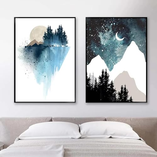 Art mural aquarelle de haute précision sur toile paysage de montagne de 80x120cm