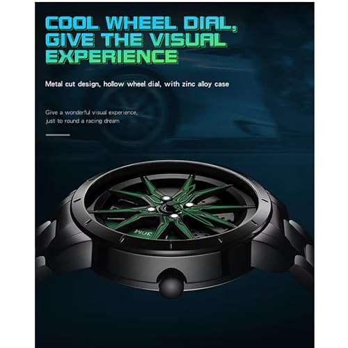 Image of GOLDENIZE FASHION Branded Men's Sport Quartz Watch Car Wheel Dial Rotating Casual Fashion Stainless Steel Alloy Men Multicolour Luxury Watches Wheel Dial Men's Metal Watch Gift Creative Watch