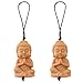Flanacom Kleiner Buddha Schl&uuml;sselanh&auml;nger aus Holz - Gl&uuml;cksbringer & Talisman - Buddhistischer Taschenanh&auml;nger mit Buddha Figur (2er Set)