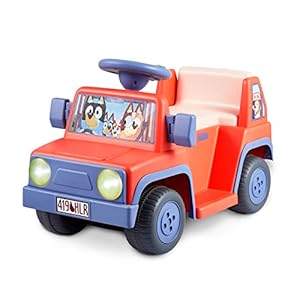 Bluey 6V Ride On Car for Toddlers – Interactive Electric Car for Kids with Sound Effects & Music, Riding Toy for Boys & Girls, Includes 6V Rechargeable Battery & Charger