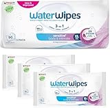 WaterWipes Sensitive+ Body & Intimate Cleansing Wipes, 99.9% Purified Water, XL Textured Wipes, Incontinence Care, Fragrance Free, 90 Count