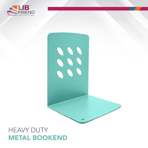 Image of LIBFRIEND Metal Non-Slip Bookends | Powder-Coated L-Shaped Book Holder for Desk, Office, Study Table and Library | Multicolour Options | Set of 2 (Mint, S)