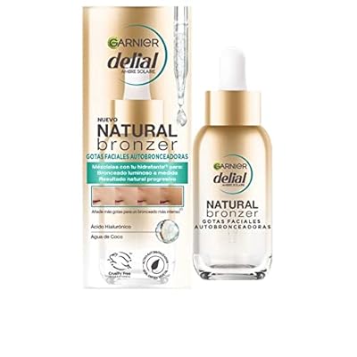 GARNIER DELIAL Gotas Faciales Autobronceadoras con Ácido Hialurónico Y Agua De Coco Bronceado A Medida Sin Marcas 30 ml
