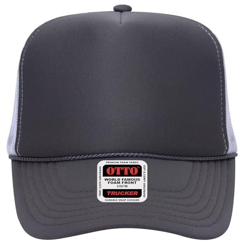 Image of OTTO Polyester Foam Front 5 Panel High Crown Mesh Back Trucker Hats in 97, Bulk, Wholesale
