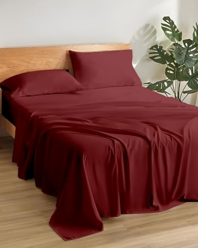 Image of Microfiber Single Size Bedsheet with 2 Pillow Covers | Ultra Soft & Breathable Flat Sheet | Wrinkle-Resistant, Premium Comfort for Everyday Use |Size (60 inch x 90 inch) Maroon