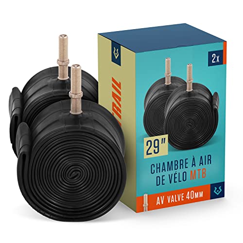 Alphatrail VTT Chambre à Air Vélo Rick 29 Pouces AV Schrader Valve 2X Ensembles avec Mobilité Garantie I Compatible Pneu Vélo Compatible Continental, Conti, Schwalbe, Maxxis, Michelin & Vittoria Cover