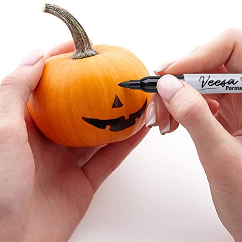 Veesa Black Permanent Markers 75 Pack, Fine Tip Black Permanent Pens, Waterproof, Fade-Resistant, Quick Drying, For Office School Home #TOP5