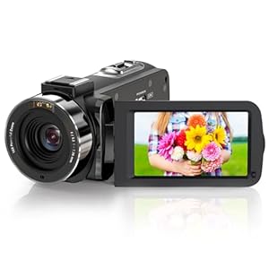 Nicamery Videocamera, camcorder, 1080p, 36 MP, met IR-nachtzicht, 3,0 inch, 270 graden draaibaar IPS-scherm, 16x digitale zoom, vlogcamera met afstandsbediening en 2 batterijen
