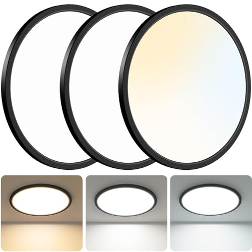 libtit 16.5 Inch Black Flush Mount Ceiling Light, 3Pack 4200LM 36W Large & Bright Ceiling Lighting Fixture, 3000K/4500K/6000K Thin Round Flat LED Ceiling Lights for Bedroom, Kitchen, Livingroom by libtit - Image 8