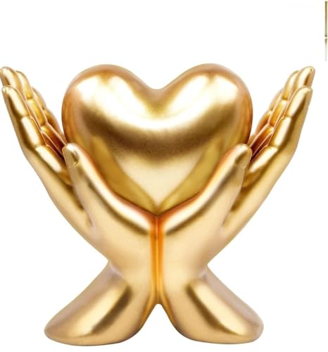 Image of VRB Dec 1 Set for Statue Study Office Desk Decor Showpiece Gift Decoration Accessories Items Decorative Showpeice for Home ((Golden Heart in a Han))