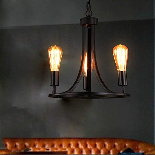 Lustre en Fer Noir Industriel à Trois Lampes GZ pour un Éclairage Rétro Américain Loft