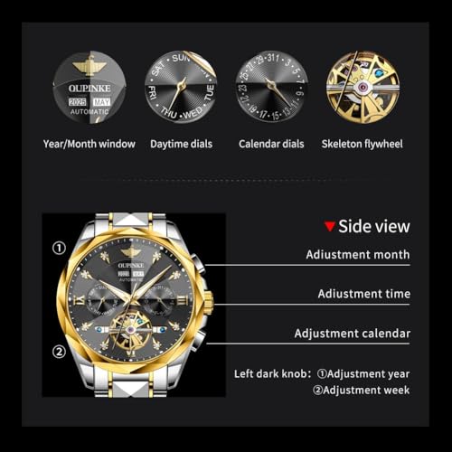 Image of OLEVS Men Automatic Watch Diamond Skeleton Mechanical Original Luxury Self Winding Wrist Watch for Men