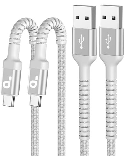 Image of USB A to USB C Cable Fast Charging [2 Pack, 6FT], USB to USB C Charger Cable Upgraded Extra Durable Braided USBC Cable Compatible with iPhone 17 16 15 Pro Max, Samsung Galaxy S26 and More -Silver