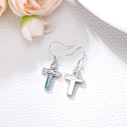 Mountain Earrings 925 Sterling Silver Turquoise Mustard Seed Dangle Drop Earrings Faith Jewelry Gifts for Women Girls3