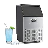 Commercial Ice Maker Machine - 110LBS/24H Output, 33LBS Storage, Stainless Steel with Self-Cleaning, 66 Cubes in 5-15 Mins, Countertop/Undercounter
