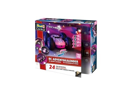 Revell Advent Calendar RC Stunt Car Pink I RC Stunt Car With 360 Super Spin I DIY Advent Calendar I Christmas Calendar for Boys, Girls and Adults from 8 Years I Car Assembly in 24 Days