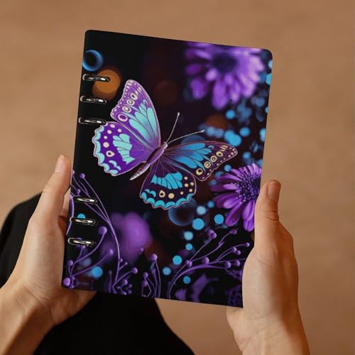 Cuaderno A5 recargable de 6 anillas con cubierta de piel sintética y diseño plano 7