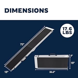 Panther Armor Foldable Aluminum Dog Ramp, Large Size, Foldable Pet Ramp for Car, Portable, Heavy-Duty Ramp for Small and Large Dogs up to 240lbs, Outdoor Use