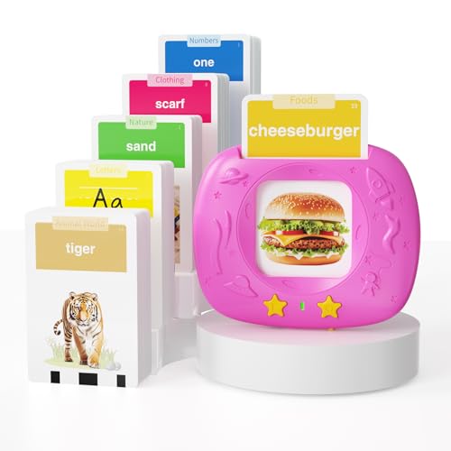 Image of HOMESTEC Toddler Talking Flash Cards with American Accent, Pink