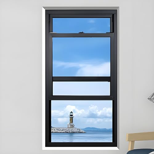 Vertical Sliding Shed Window, Chicken Coop Window with Tempered Glass & Aluminum Frame, Easy Install Replacement for Barn, Playhouse, Basement or Mobile Home(Black,LxW10x26in)