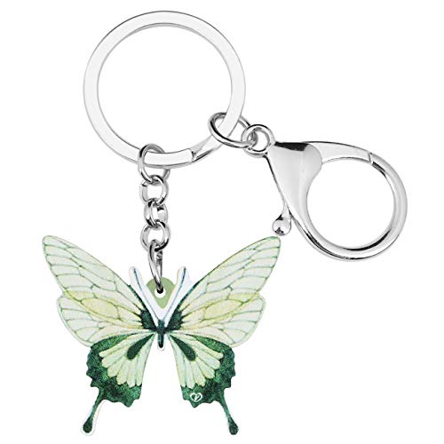Doway Acrylic Colorful Floral Morpho Butterfly Keychain Charm Insect Key Ring For Women Girls Handbags Purses Belt Decor (Green) #TOP30