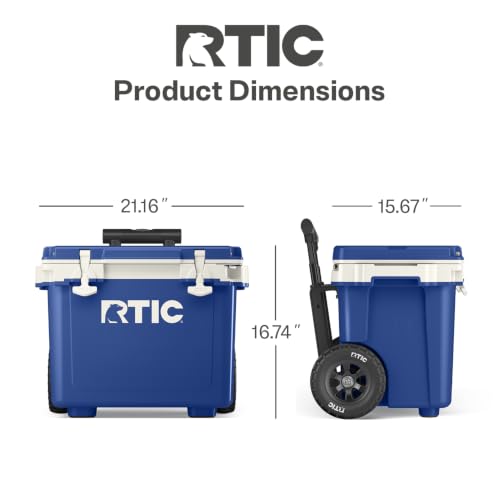 RTIC 22 QT Ultra-Light Wheeled Cooler with Handle | Wheeled Ice Chest Box for Beach, Drink, Beverage, Camping, Picnic, Fishing, Boat and Barbecue - Image 5