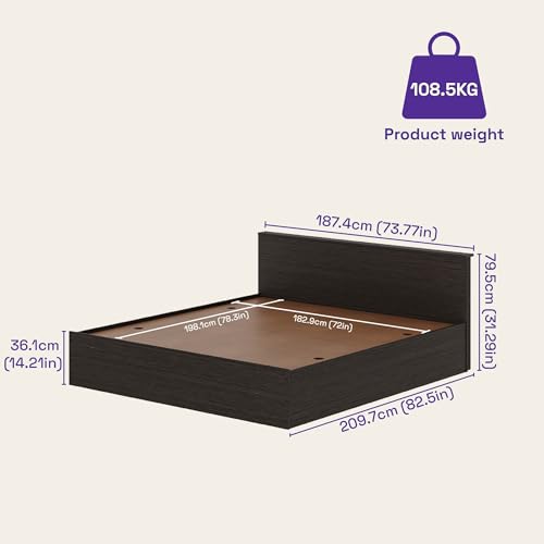 Image of Wakefit Bed | 1 Yr Warranty | King Size Bed, Comes with Storage Box, Noise-Free, Density: 680-750 kg /m, Termite & Borer Resistant, Fits Mattresses Up to 8 Inches (Taurus 78 x 72 - Wenge)