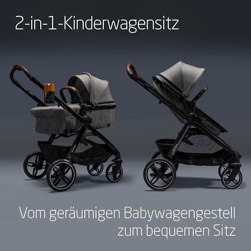 Maxi-Cosi Zelia Select Trio, Baby Kinderwagen 3 in 1 mit Kindersitz, 0–4 Jahre (0–22 kg), Einhändig Klappbar, Kompaktes und Wendbares Kinderwagen Set, Mit CabrioFix S i-Size-Kindersitz, Grau