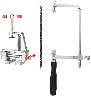 Jewelry DIY Repair Tools Set, U-Shape Hacksaw + Saw Pieces + Clamp on Bench Vise, Multi-Purpose Household tools Kit for Woodworking, Craft, Model Building, Electronics, Hobby and Jewelry Making
