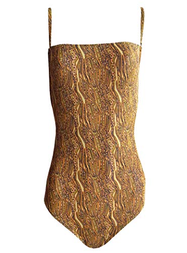 Solar Tan Thru Bandeau-Badeanzug gelb/braun/schwarz, Gr. 44 B-Cup