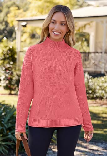 Image of MEROKEETY Women's Turtleneck Long Sleeve Sweater 2025 Fall Cozy Knit Loose Casual Trendy Pullover Tops Winter Clothes