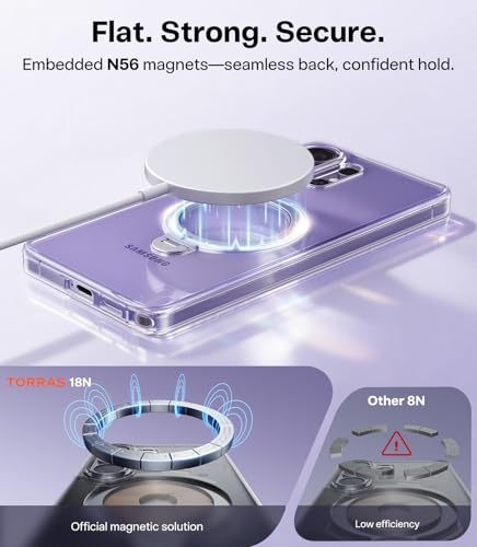 Image of TORRAS Q3 Spin for Samsung Galaxy S26 Ultra Case with Kickstand, Strong Magnet, Slim Hard PC Protective S26 Ultra Clear Back Cover with 360 Magnetic Stand, Transparent Clear