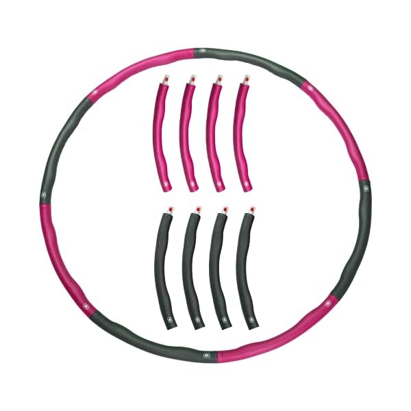 Weighted-Hula-Hoop-for-Adults-Fitness-Hoop-for-Exercise-2lb-8-Section-Detachable-Stainless-Steel-with-Soft-Thicker-Foam-Reduce-Weight-and-Burn-Fat-Soft-Workout-Hoop-Pink-Gray Weighted Hula Hoop for Adults, Fitness Hoop for Exercise-2lb, 8 Section -Detachable with Soft Thicker Foam - Reduce…