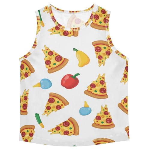 J JOYSAY Cartoon Pizza Chili Boys Tank Top Sleeveless Muscle Shirts Quick Dry Workout Active Sport Kids T-Shirts 3-15T