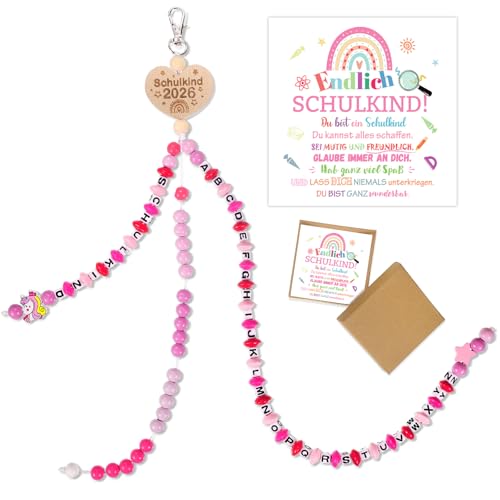 HOWAF Einschulung Geschenk Mädchen Rechenkette Einhorn Rechenkette Schulkind 2026 mit Grußkarte Geschenkbox für Rechenhilfe Grundschule Schultüte Füllung Schulanfang Geschenk Glücksbringer