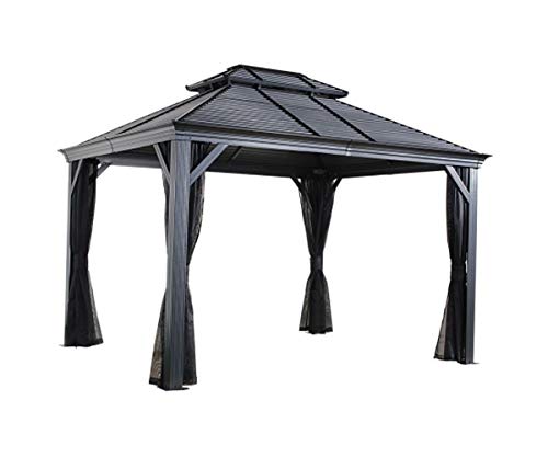 Sojag 12' x 16' Mykonos Double Roof Hardtop Gazebo Outdoor Sun Shelter, 12