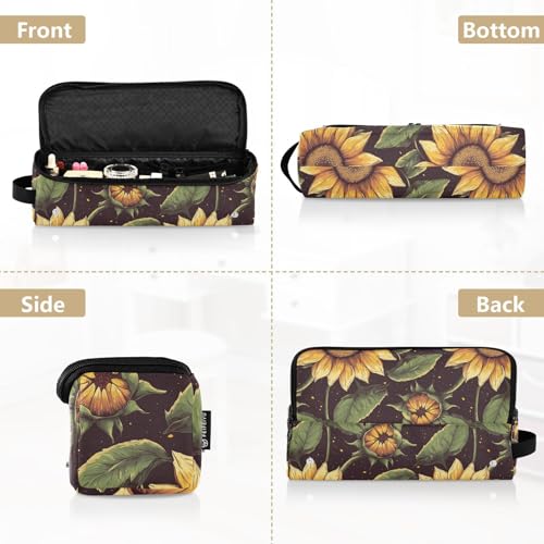 Bolsa de viaje resistente al calor con estampado retro de girasol para herramientas de cabello como planchas y rizadores miniatura 5