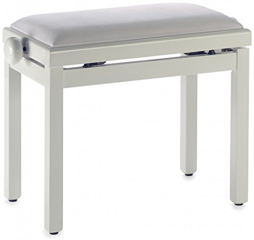 Stagg PB39 IVP VWH Adjustable Height Piano Bench with White Velvet Top