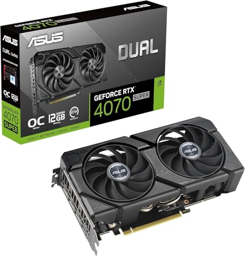 ASUS Tarjeta gráfica Dual GeForce RTX 4070 Super EVO OC Edition 12GB GDDR6X (PCIe 4.0, 12GB GDDR6X, DLSS 3, HDMI 2.1a, DisplayPort 1.4a, diseño de Ventilador Axial-Tech, tecnología 0 dB)