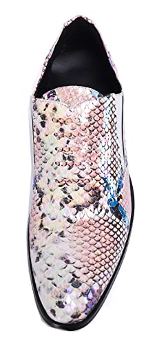 Santimon Mens Slip On Loafers Dress Casual Shoes - Snake Print Leather Comfortable Smoking Mocasines for Party Disco Tuxedo Wedding4