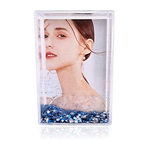 SH.DREAM Liquid Glitter Photo Snow Picture Frame (2" x 3") Instax size ,Blue star sparkle , Gifts Gifts for Christmas, Valentines, Family, Best Friends, Couples (Blue Star) Cover