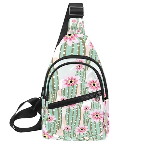 Sac à dos à bandoulière cactus de grande capacité à 6 poches multicolore
