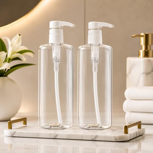 Image of AIR O MATIC Liquid Soap and Shampoo Dispenser 500ml Each Transparent (Pack of 2)