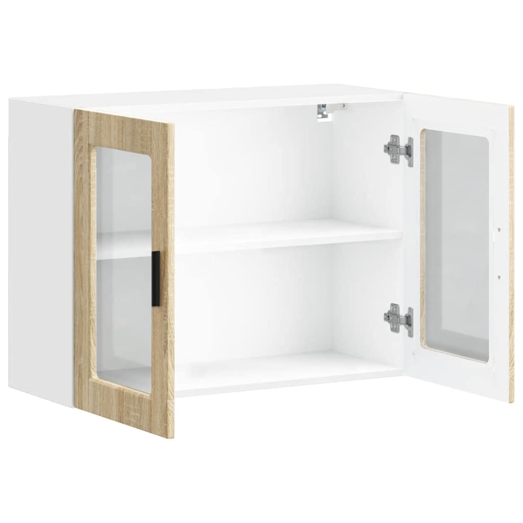 vidaXL Küchen-Hängeschrank mit Glastür Porto Sonoma-Eiche, Wandschrank Küche, Wandschrank, Oberschrank, Küchenschrank, Hängeschrank, Oberschrank Küche