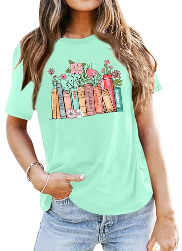 Image of Books Shirts for Women Reading T-Shirt Book Lover Tops Funny Readers Gifts Clothes Casual Librarian Tees