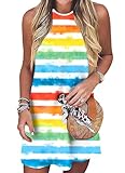 PECHAR Pride Dress Women Rainbow Tie Dye Graphic Tank Dresses Gay Pride Sleeveless LGBT Equality Sleeveless Skirt
