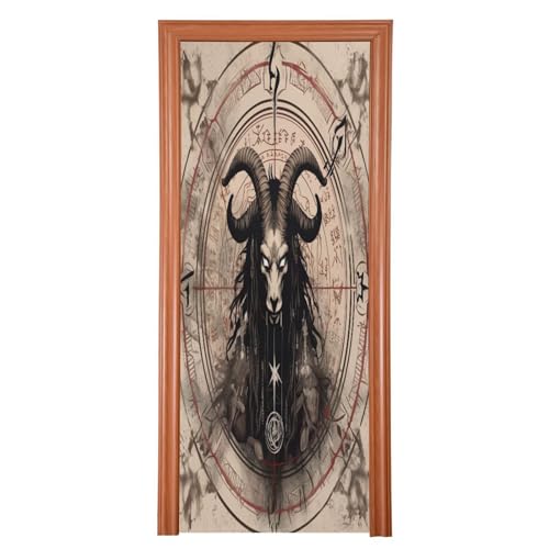 FLildon Satanic Goat Door Cover Decoration, Party Accessory Porch Decor for Festive Ornament Room Door Covers 35 x 79 Inch