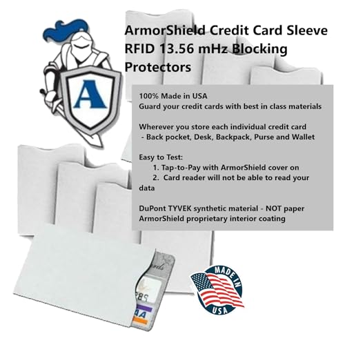 Semper Paratus Gear TYVEK Credit Card Protector RFID Blocking Sleeves | ArmorShield Your Identity | 100% MADE IN USA - Anti-theft for Travel wallet, pocket or purse. (5PAK)4